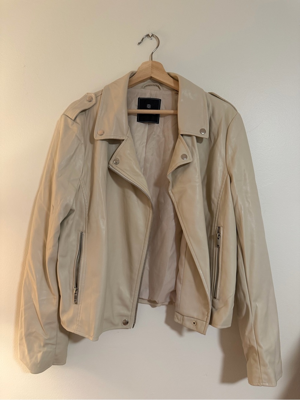 Bagatelle Collection Cream Faux Leather Moto
